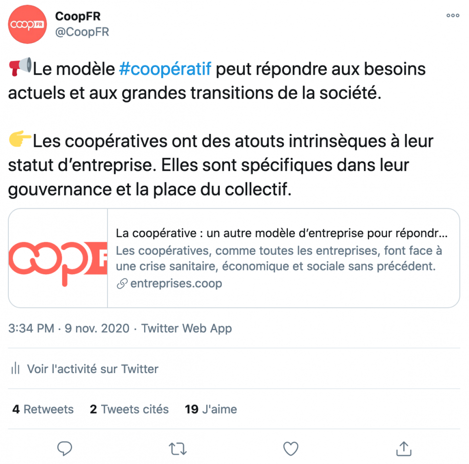 Twitter campagne Coop FR novembre 2020